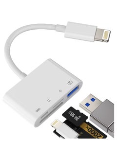 Camera Memory SD Card Reader Compatible for iPhone,Compatible with Lightning Male to USB Female OTG Adapter Micro TF Power Charging Splitter Charger Connector for Apple for ipad