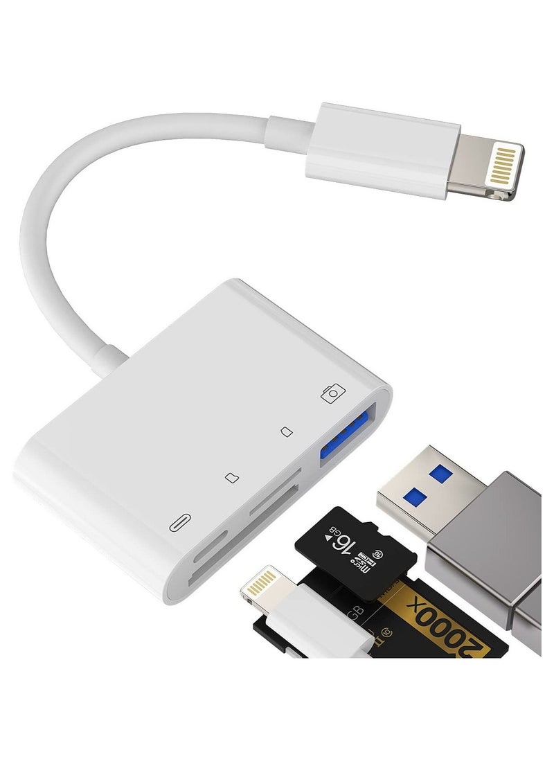 Generic - Camera Memory SD Card Reader Compatible for iPhone,Compatible with Lightning Male to USB Female OTG Adapter Micro TF Power Charging Splitter Charger Connector for Apple for ipad - Image 1