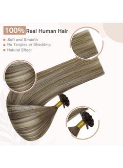 Fshine U Tip Human Hair Extensions Chestnut Brown To Platinum Blonde U Tip Fusion Hair Extensions Prebonded Human Hair Extentions 20 Inch K Tip Extensions 1Gstrand 50Gpack  - Image 5