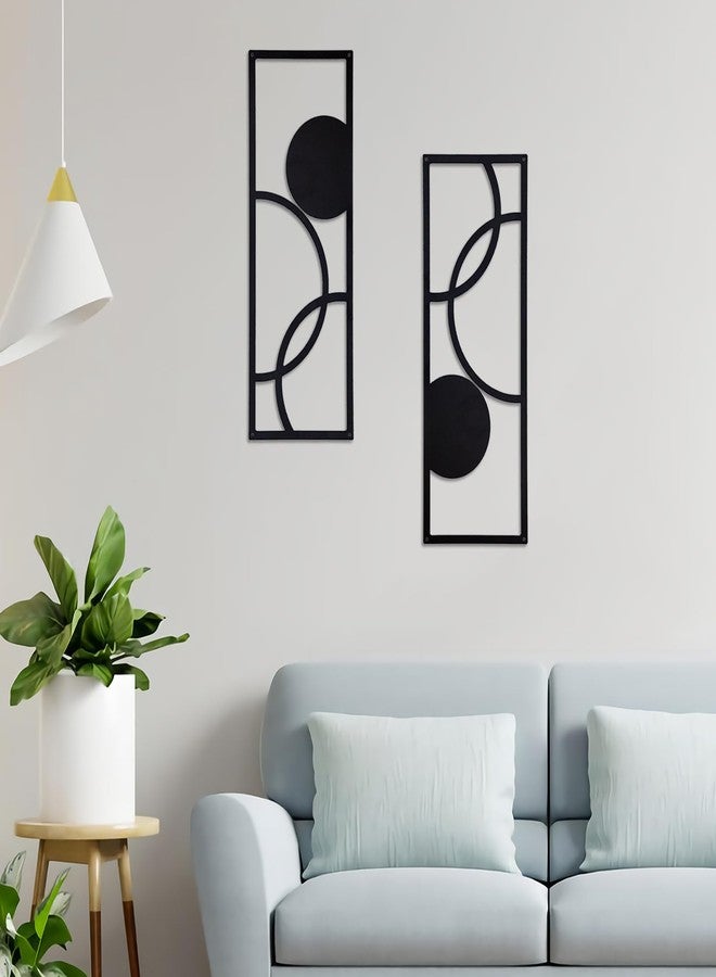 TYLCC Black Metal Wall Decor Modern Abstract Minimalist Geometric Aesthetic Wall Art for Living Room Bedroom Decorations - 2 Pcs (Simple-1-Large) - Image 1