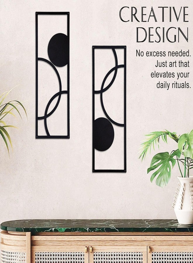 TYLCC Black Metal Wall Decor Modern Abstract Minimalist Geometric Aesthetic Wall Art for Living Room Bedroom Decorations - 2 Pcs (Simple-1-Large) - Image 2