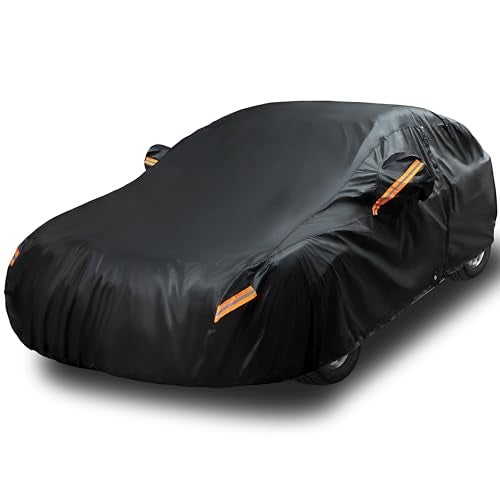 EzyShade 10-Layer Car Cover Waterproof All Weather. See Vehicle Size-Chart for Accurate Fit. Outdoor Full Exterior Covers for Automobiles Sedan Hatch. Rain Sun Snow. Black, Size A0 (See SizeChart) - Image 1