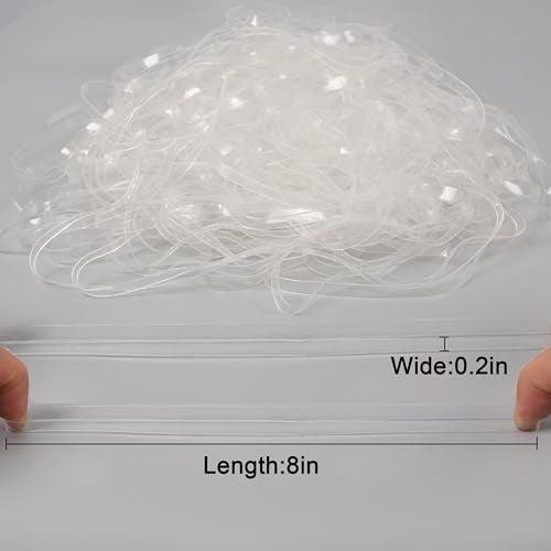 Damyda Rubber Bands Large 8inx0.2in Clear Rubber Band 50Pcs for Balloon Arch Elastic Tying Bands Rubber Bands for Office Crafts Transparent TPU Rubberband Clear Elastic for Home Office Crafts - Image 4