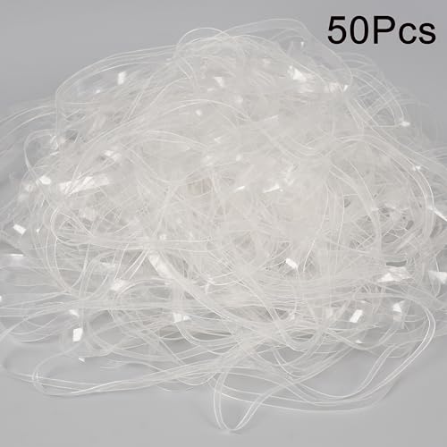 Damyda Rubber Bands Large 8inx0.2in Clear Rubber Band 50Pcs for Balloon Arch Elastic Tying Bands Rubber Bands for Office Crafts Transparent TPU Rubberband Clear Elastic for Home Office Crafts - Image 5