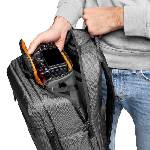 Lowepro GearUp Creator Box Large II, Mirrorless and DSLR Camera Bag, Camera Case with QuickDoor Access, Made with Recycled Fabric, Orange Padded Interior Dividers, Grey - Image 3