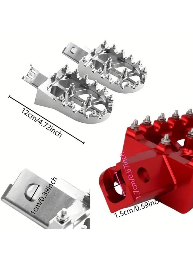 Red Motorcycle Foot Pegs CNC Aluminum Shock Absorbing Durable Ergonomic Design - Image 2