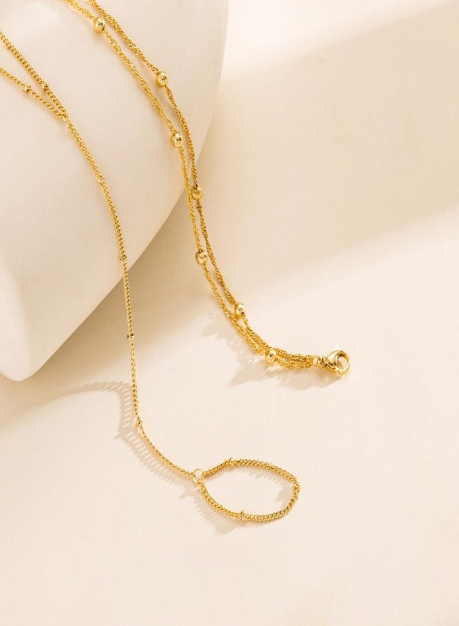 MBW 14K Gold Plated Hand Chain Bracelet for Women, Ring Bracelet Hand Chain Dainty Finger Ring Gold Plated Bracelet Hand Womens Jewelry Trendy 2025 - Image 5