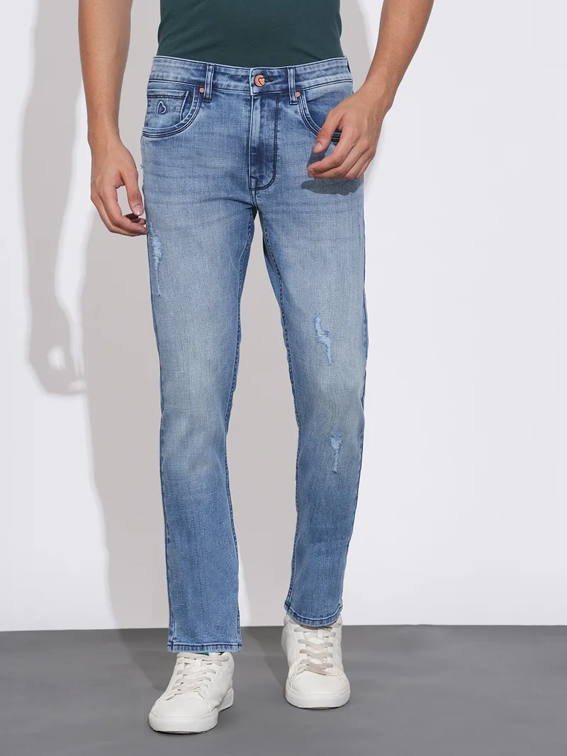 Being Human Men Slim Fit Mid-Rise Mildly Distressed Light Fade Jeans