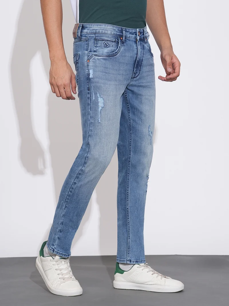 Being Human Men Slim Fit Mid-Rise Mildly Distressed Light Fade Jeans