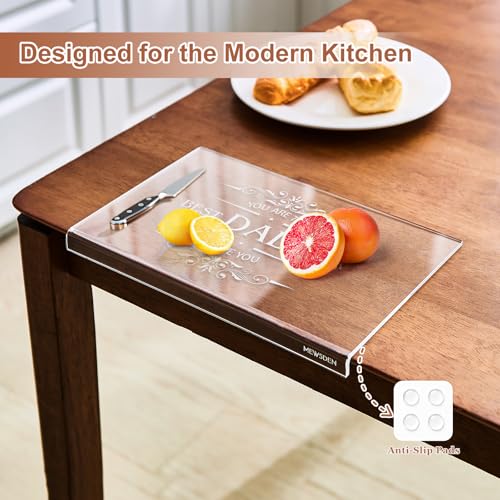 MEWSDEN Dad Gifts from Daughter Son - Engraved Best Dad Ever Acrylic Cutting Board with Counter Lip, Cooking Gift for Father Daddy Christmas Birthday Presents Clear Countertop Protector Kitchen Decor - Image 5