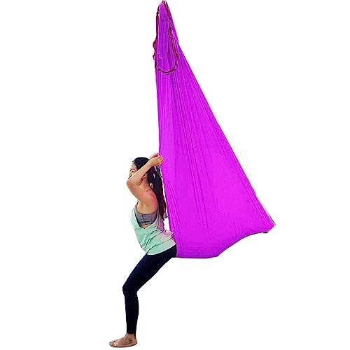 Wellsem Deluxe Yoga Swing - 5.5 Yard L x 3 Yard W Aerial Hammock Silk Fabric for Bodybuilding (5mx2.8m) (Violet) - Image 1