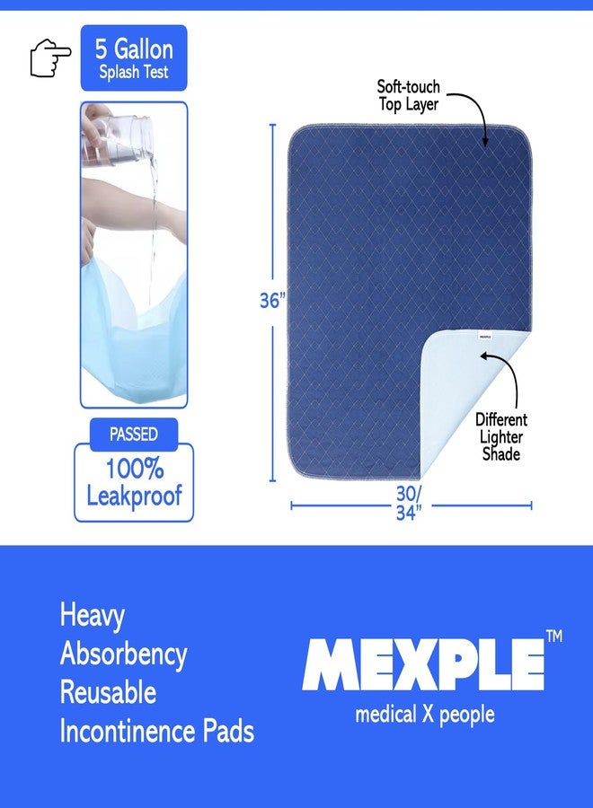 MEXPLE PeeMAXX Cotton Adult Reusable Classic Bed Washable Underpad for Elderly, Heavy Absorbency (34 X 36 Inches) | Leak Proof 4 Layer Design Protects Surfaces for Incontinence Patients - Image 2