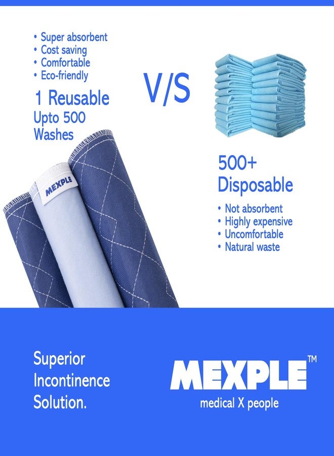MEXPLE PeeMAXX Cotton Adult Reusable Classic Bed Washable Underpad for Elderly, Heavy Absorbency (34 X 36 Inches) | Leak Proof 4 Layer Design Protects Surfaces for Incontinence Patients - Image 5