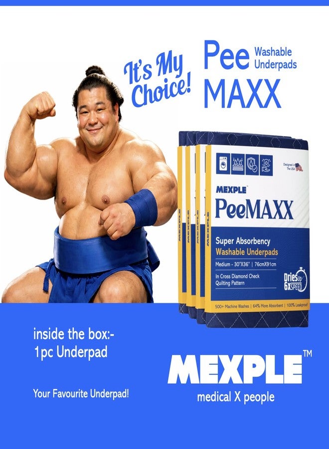 MEXPLE PeeMAXX Cotton Adult Reusable Classic Bed Washable Underpad for Elderly, Heavy Absorbency (34 X 36 Inches) | Leak Proof 4 Layer Design Protects Surfaces for Incontinence Patients - Image 1