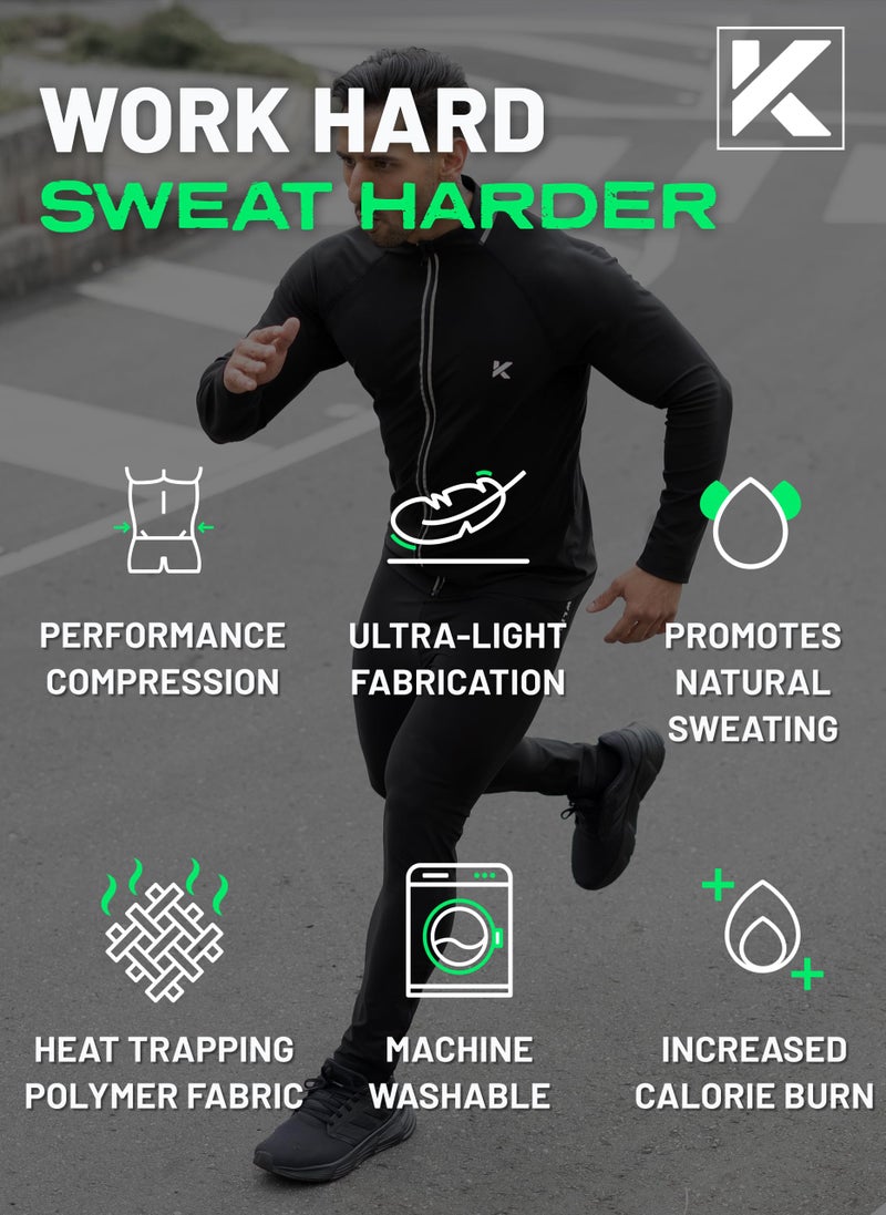 Kewlioo Men's Full Sauna Suit Shirt and Pants Combo - Heat Trapping Sweat Compression Vest & Pants, Sweat More & Look Great, Gym Workout Exercise Versatile Heat Shaper Shaper Jacket (Black, XL) - Image 5