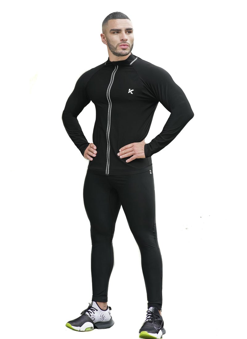 Kewlioo Men's Full Sauna Suit Shirt and Pants Combo - Heat Trapping Sweat Compression Vest & Pants, Sweat More & Look Great, Gym Workout Exercise Versatile Heat Shaper Shaper Jacket (Black, XL) - Image 2