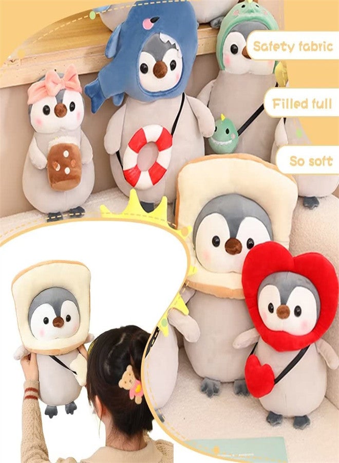 KASTWAVE Penguin Toast Stuffed Animal, Custom Plush Kawaii Doll, Soft Plushies Penguin with Bread Outfits Gifts for Boys and Girls Birthday Gift Party Decorations - Image 3