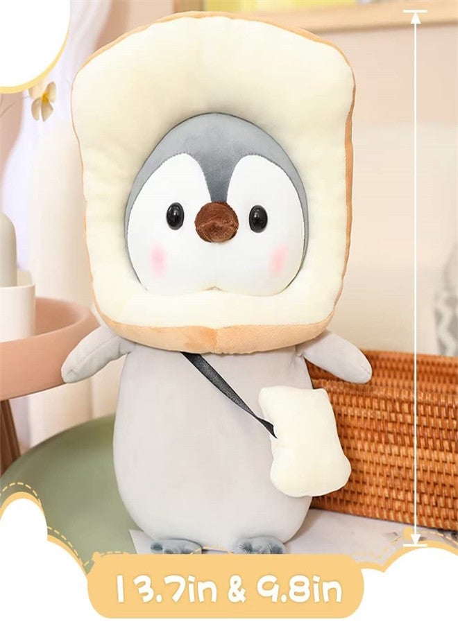 KASTWAVE Penguin Toast Stuffed Animal, Custom Plush Kawaii Doll, Soft Plushies Penguin with Bread Outfits Gifts for Boys and Girls Birthday Gift Party Decorations - Image 5