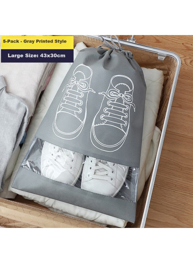 JAJALIN Jajalin Shoe Storage Bags With Drawstring, Shoe Organizer Bags, Non-woven Fabric Shoe Covers, Shoe Protectors, Travel Shoe Bags, 5-pack, Large Size  - Image 2