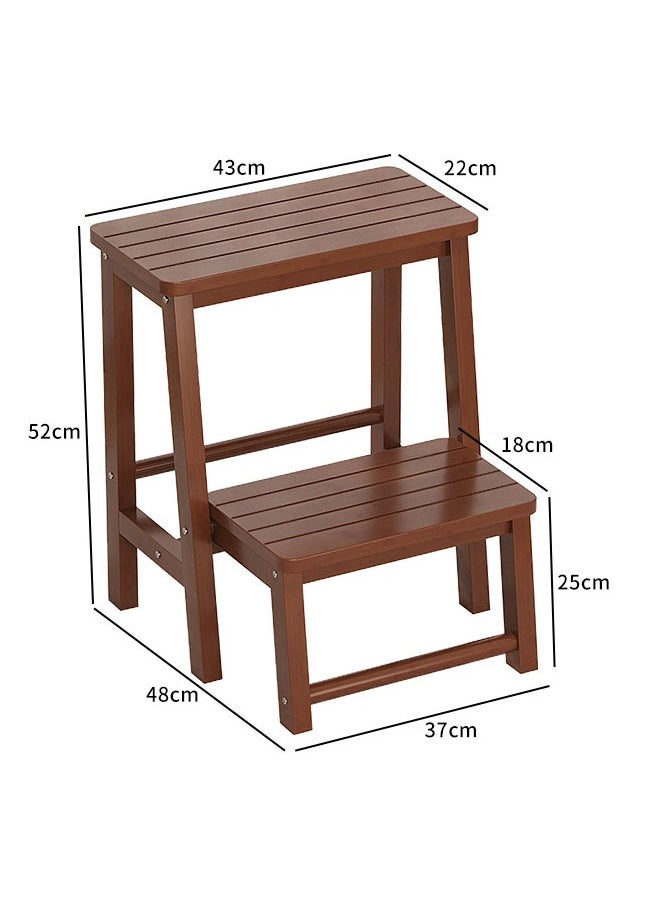 KLNAMAEAAN - 2 Layer Multifunctional Wooden Folding Ladder Stool  for Indoor Use - Image 1