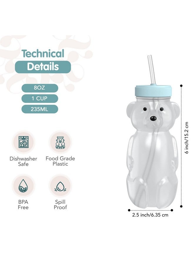 The 730 Project Honey Bear Straw Cup for Babies, 8-oz Honey Bear Cup with Lid, 3-Pack Therapy Learning Honeybear Straw, Baby Bottle Set, Blizzard AQUA - Image 5