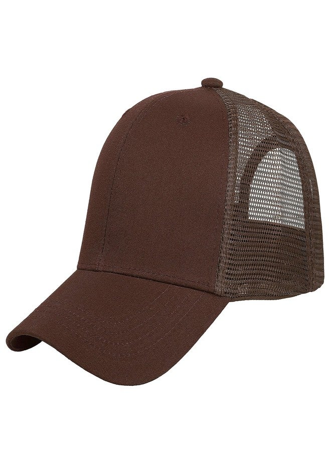 Falari Trucker Hat Baseball Cap Structured Plain Design 6 Panel, Adjustable Size - Brown - Image 1