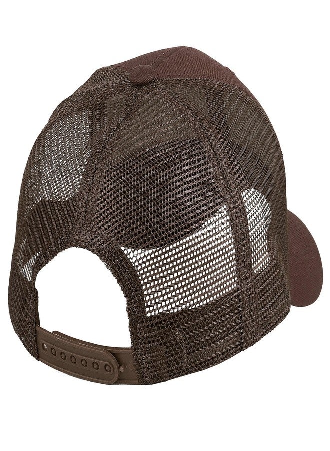 Falari Trucker Hat Baseball Cap Structured Plain Design 6 Panel, Adjustable Size - Brown - Image 5
