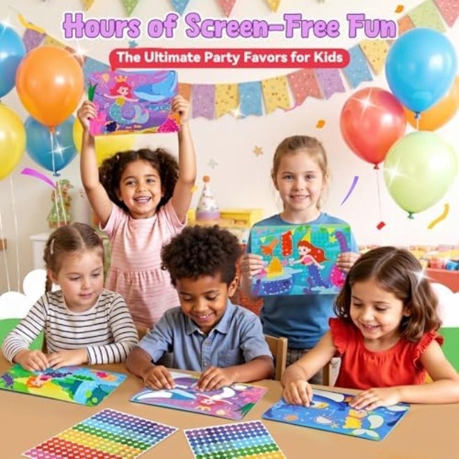 JoyCat 12 Pack Ocean Dot Art Craft Kits for Kids Party Favors, Mess-Free Dot Sticker Activity Set with 2400+ Stickers & Goodie Bags, Sea Animal Classroom Prizes, Goodie Bag Stuffers Ages  3-8 - Image 4