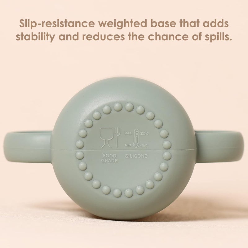 ROCCED Silicone Training Cup for Infants 2 Handles Toddler Learning Cup Baby Drinking Open Cups Easy Grip Handles Toddler Cup for 6 Months 150ml5ozSage - Image 4
