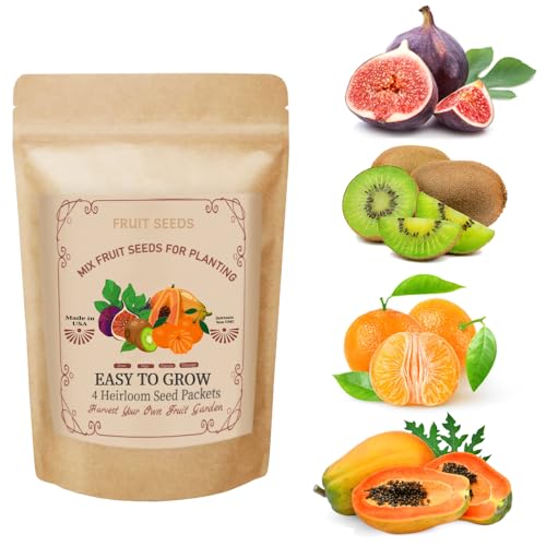 Ficoszo 300+ Mix Heirloom Fruit Seeds Kiwi Fig Papaya Orange Seeds 4 Varieties Individually Packaged for Home Garden - Image 1