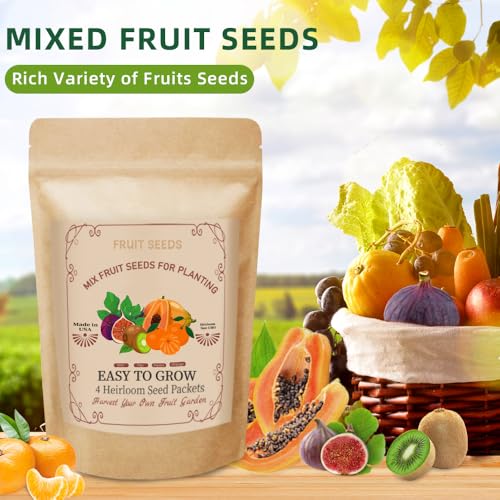 Ficoszo 300+ Mix Heirloom Fruit Seeds Kiwi Fig Papaya Orange Seeds 4 Varieties Individually Packaged for Home Garden - Image 2