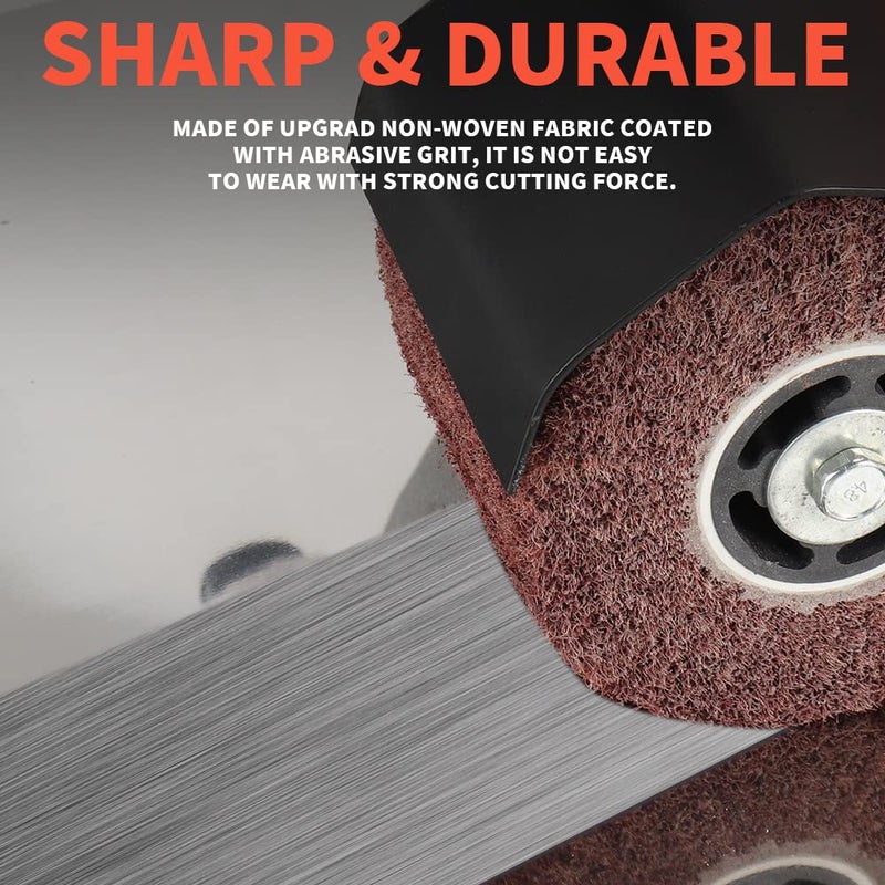 Baisiky 120x100x19mm Non-Woven Abrasive Wire Drawing Polishing Burnishing Wheel Flap Brush for Surface Treatment Stainless Steel, Aluminum, Copper, and More - 80 Grit - Image 5