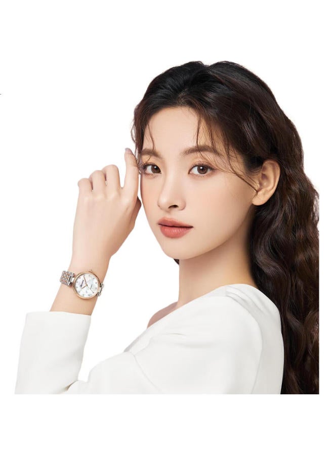 ROSSINI Women'S Watch Birthday Gift Ladies Fashion Mechanical Watch White Dial Steel Strap 518870 - Image 2