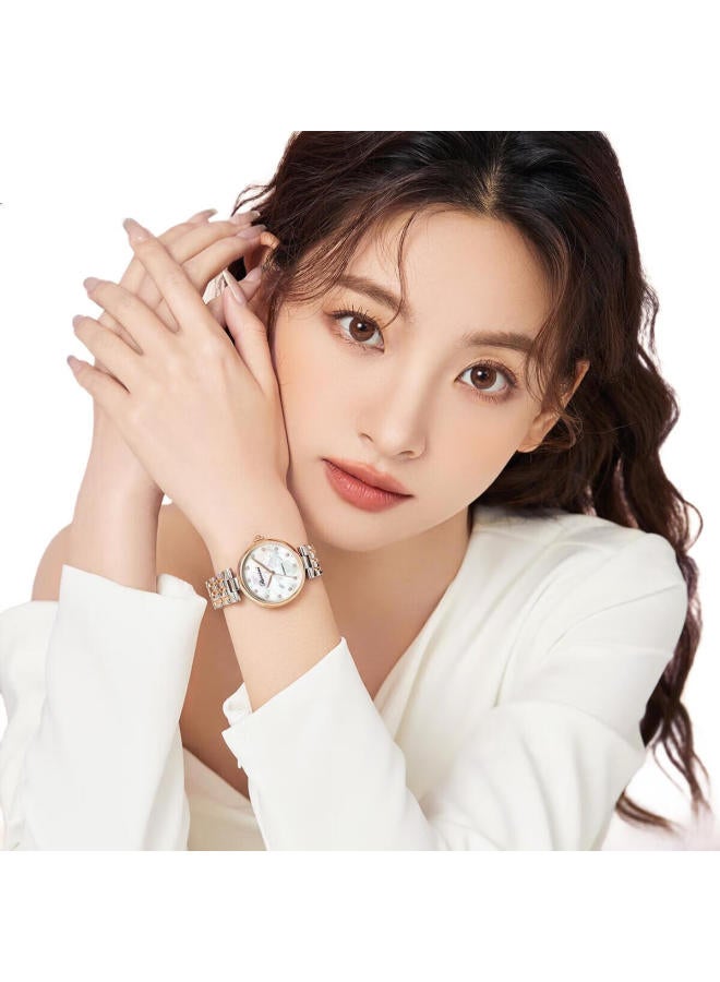 ROSSINI Women'S Watch Birthday Gift Ladies Fashion Mechanical Watch White Dial Steel Strap 518870 - Image 1