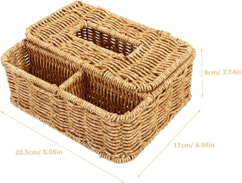 منظم مكتب متعدد الوظائف حامل علبة المناديل المنسوج للنظارات والتحكم عن بعد - Image 3