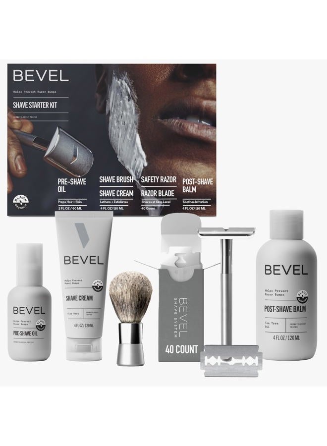 Bevel Shaving Kit for Men, Includes Safety Razor with 40 Replacement Blades, Luxury Shaving Brush, Pre Shave Oil, Shave Cream and Post Shave Balm (Packaging May Vary) - Image 1