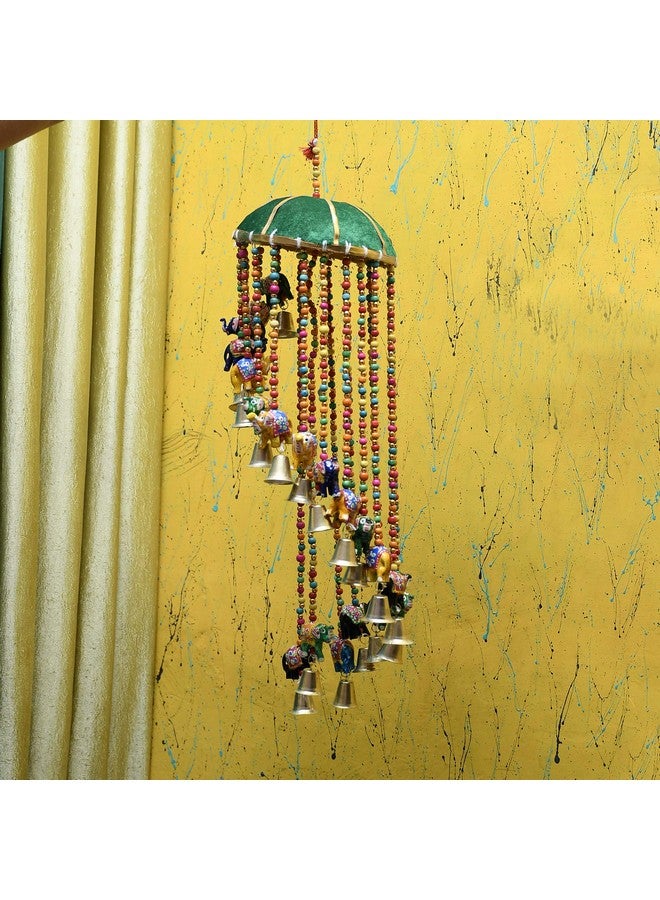 Great Art Handicraft Tokri Elephant Hanging with Bell and Elephant/Jhoomer/Latkan Wind Chimes - Image 1