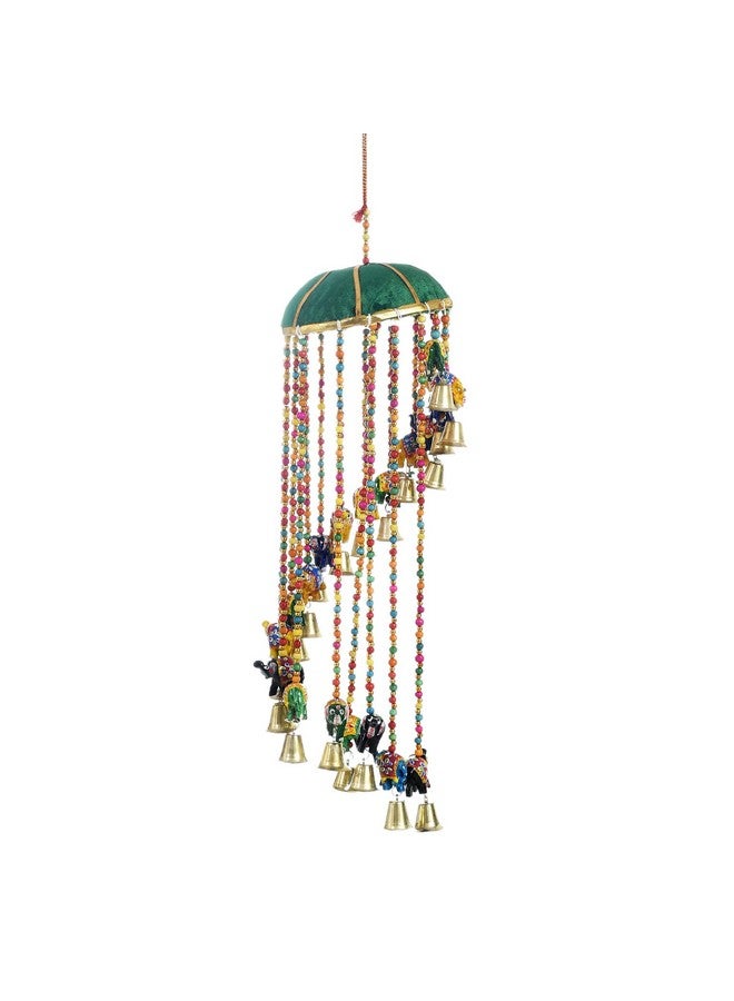Great Art Handicraft Tokri Elephant Hanging with Bell and Elephant/Jhoomer/Latkan Wind Chimes - Image 2