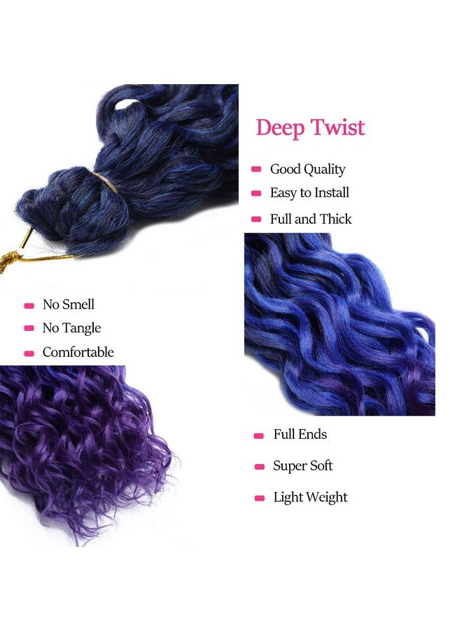 TATOUS Deep Wave Twist Crochet Hair Synthetic Ocean Wave Crochet Hair 3 Packs Hawaii Curl Braiding Hair Wet And Wavy Braiding Hair Extension Beach Curl For Women (20" 1B/Blue/Purple) - Image 4