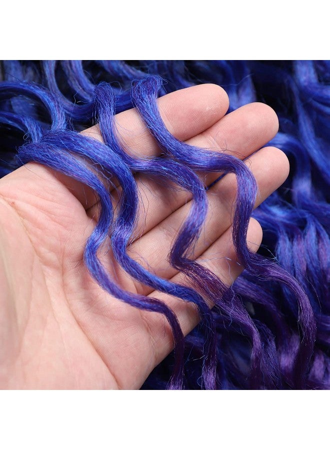 TATOUS Deep Wave Twist Crochet Hair Synthetic Ocean Wave Crochet Hair 3 Packs Hawaii Curl Braiding Hair Wet And Wavy Braiding Hair Extension Beach Curl For Women (20" 1B/Blue/Purple) - Image 5