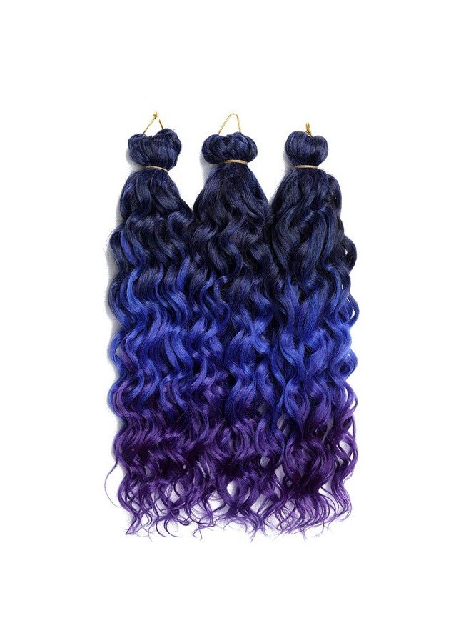 TATOUS Deep Wave Twist Crochet Hair Synthetic Ocean Wave Crochet Hair 3 Packs Hawaii Curl Braiding Hair Wet And Wavy Braiding Hair Extension Beach Curl For Women (20" 1B/Blue/Purple) - Image 2