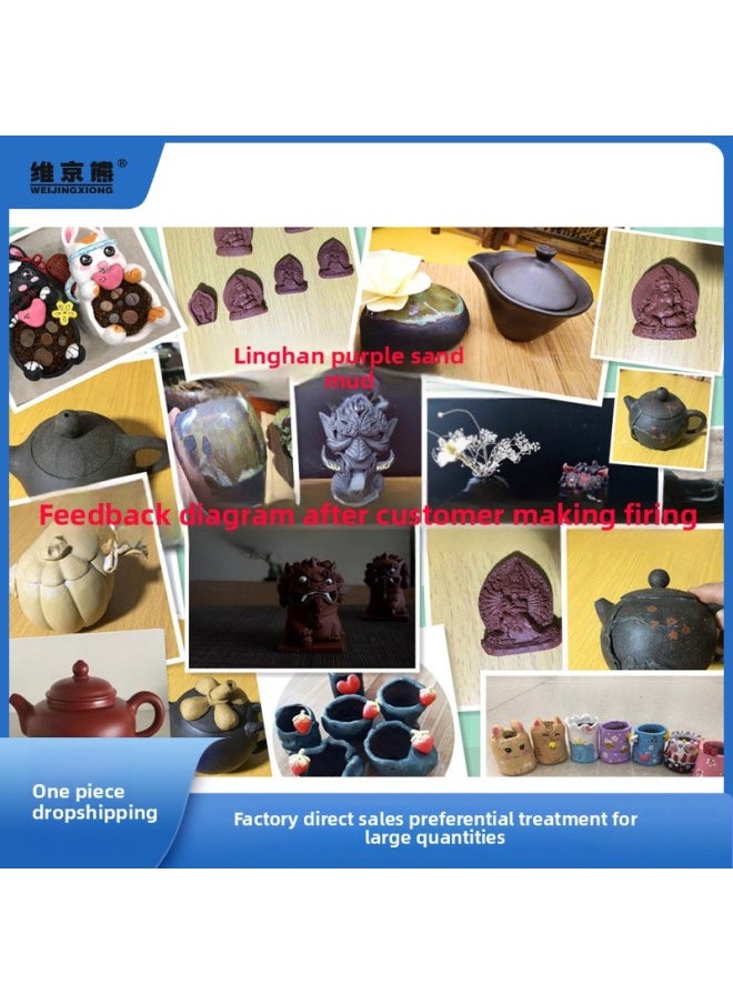 Linghan Purple Sand Professional Yixing Purple Sand Clay Material No Cracking Wipe Buddha Shaping Tea Set Mud Manual Ceramic Mud Full Special Olympics-Color:2.5kg Purple Clay Comes With Wooden 8-piece Set✓  - Image 3