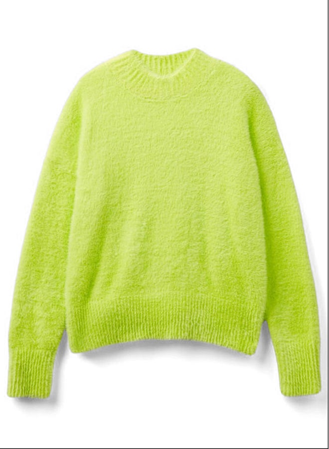 بينيتون الفتيات فروي الغزل سترة الياقة المدورة - Image 2