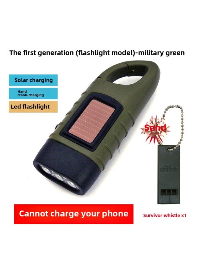Outdoor Hand-cranked Power Flashlight Solar Small Flashlight Charging Multifunctional Led Household Emergency Disaster Prevention Equipment 