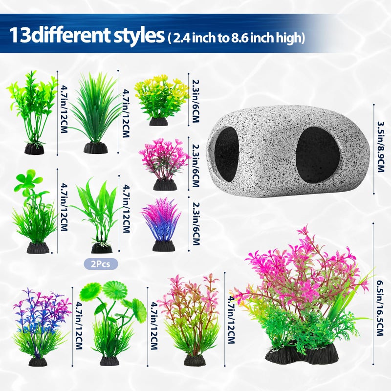 CousDUoBe 13Pcs Aquarium Hideaway Rock Cave Fish Tank Decorations quarium,Betta Toys Hideout Stones House,Safe and Non-Toxic Ceramic Fish Tank Ornamentsï¼ˆStyle Bï¼‰ - Image 4
