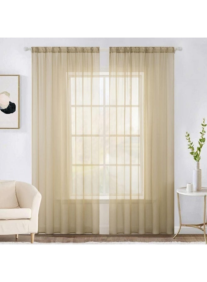 MIULEE 2 Panels Solid Color Sheer Window Curtains Elegant Window Voile PanelsDrapesTreatment for Bedroom Living Room 54X108 Inches Ivory - Image 2
