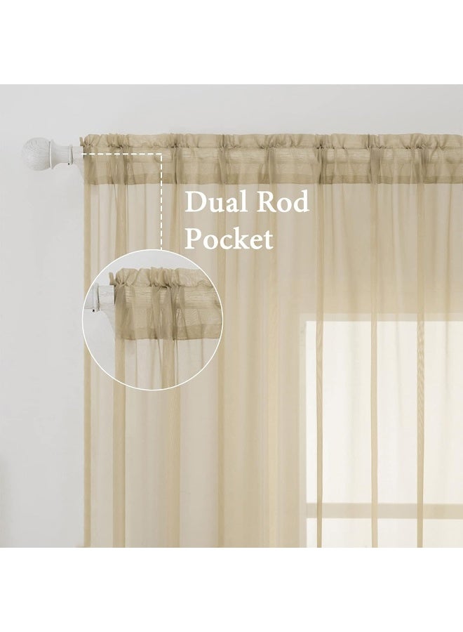 MIULEE 2 Panels Solid Color Sheer Window Curtains Elegant Window Voile PanelsDrapesTreatment for Bedroom Living Room 54X108 Inches Ivory - Image 3