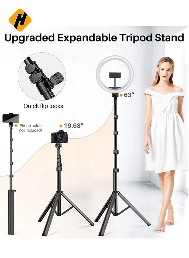 HuHa 12'' RGB Ring Light with Stand and Phone Holder - TODI Selfie Ring Light with Tripod Stand for Makeup/Photography/YouTube Video/Vlog/TikTok/Live Stream, Led Ring Light Compatible with iPhone & Android  - Image 3