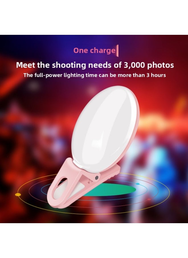 General - Tiny Self-timer Beauty Lamp Mobile Phone Photo Photography Light Fill Light Chattering Main Live Broadcast Of The Same Mobile Phone Fill Light Direct Sales-Color:Pink - Image 1