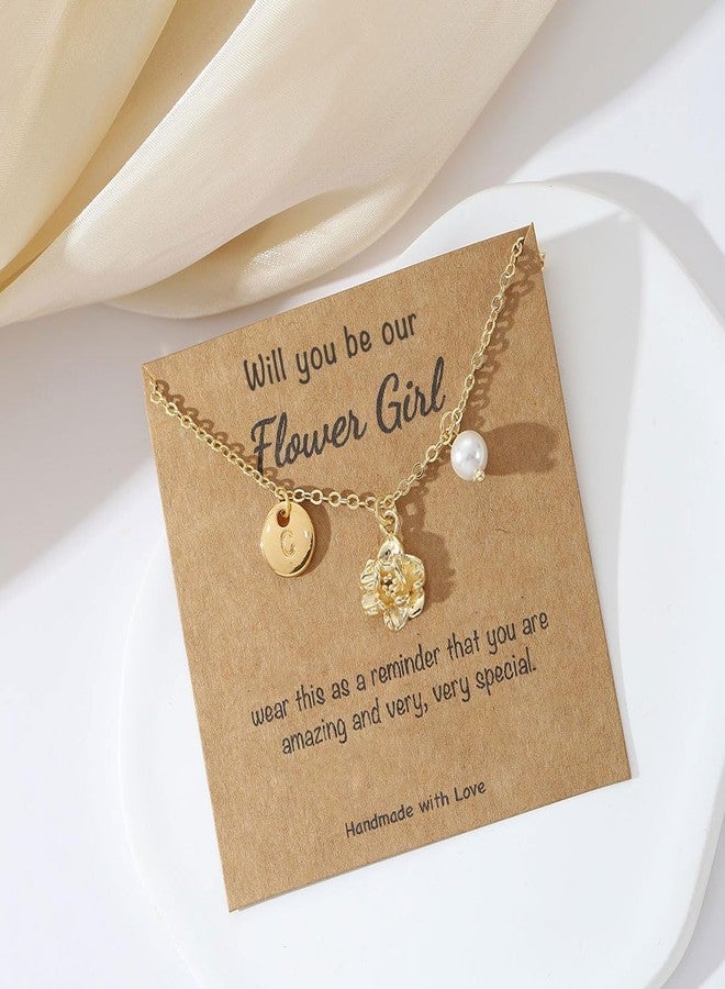 AULSIEY Flower Girl Proposal Gifts for Girls,Flower Girl Gift From Bride,Will You Be My Flower Girl,Initial Necklace Flower Girl Bridesmaid Proposal Jewelry Gifts for Wedding Bride Party Bridal Shower (C1) - Image 2